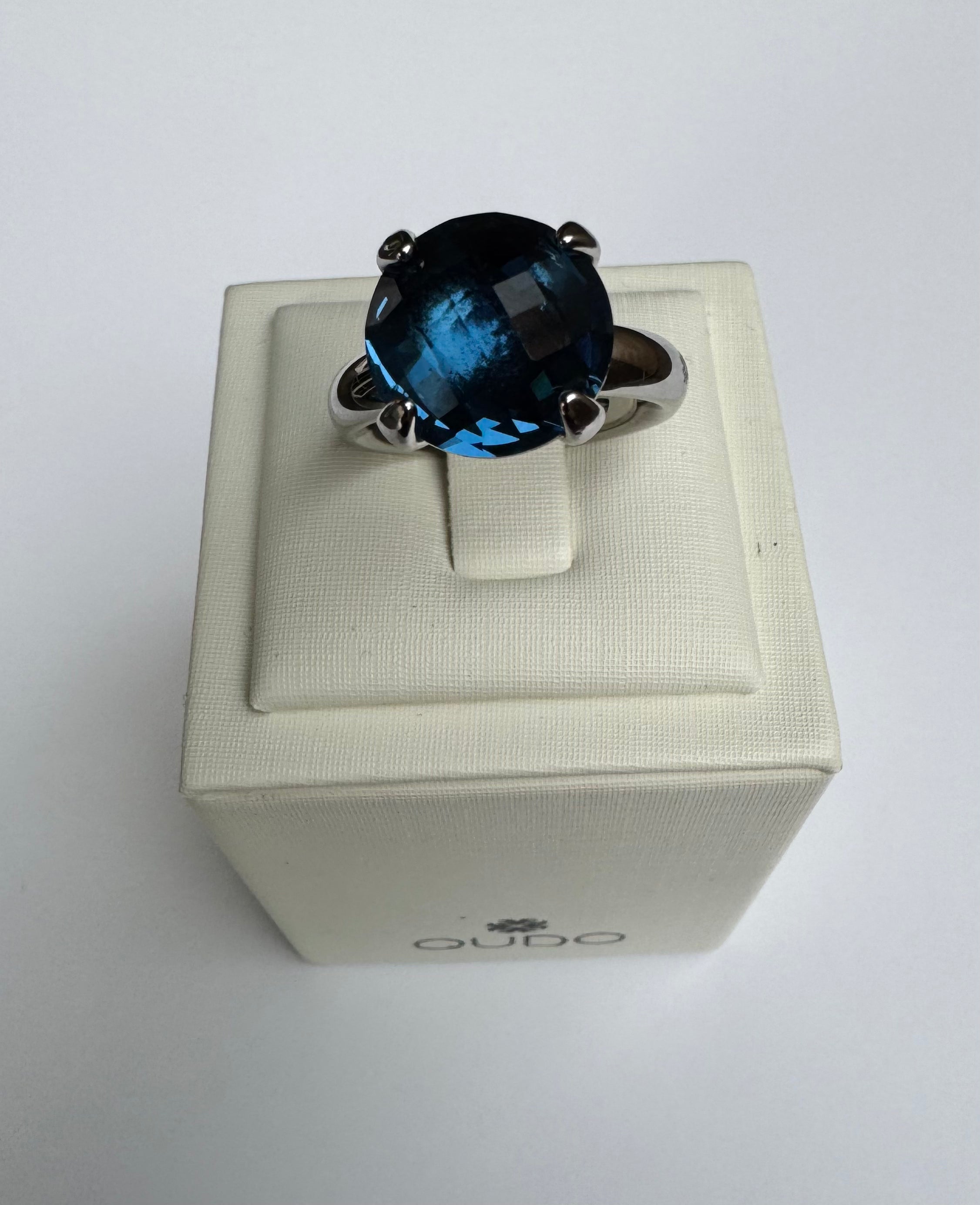 Argolla Basic Plata con cristal SEANO AZUL