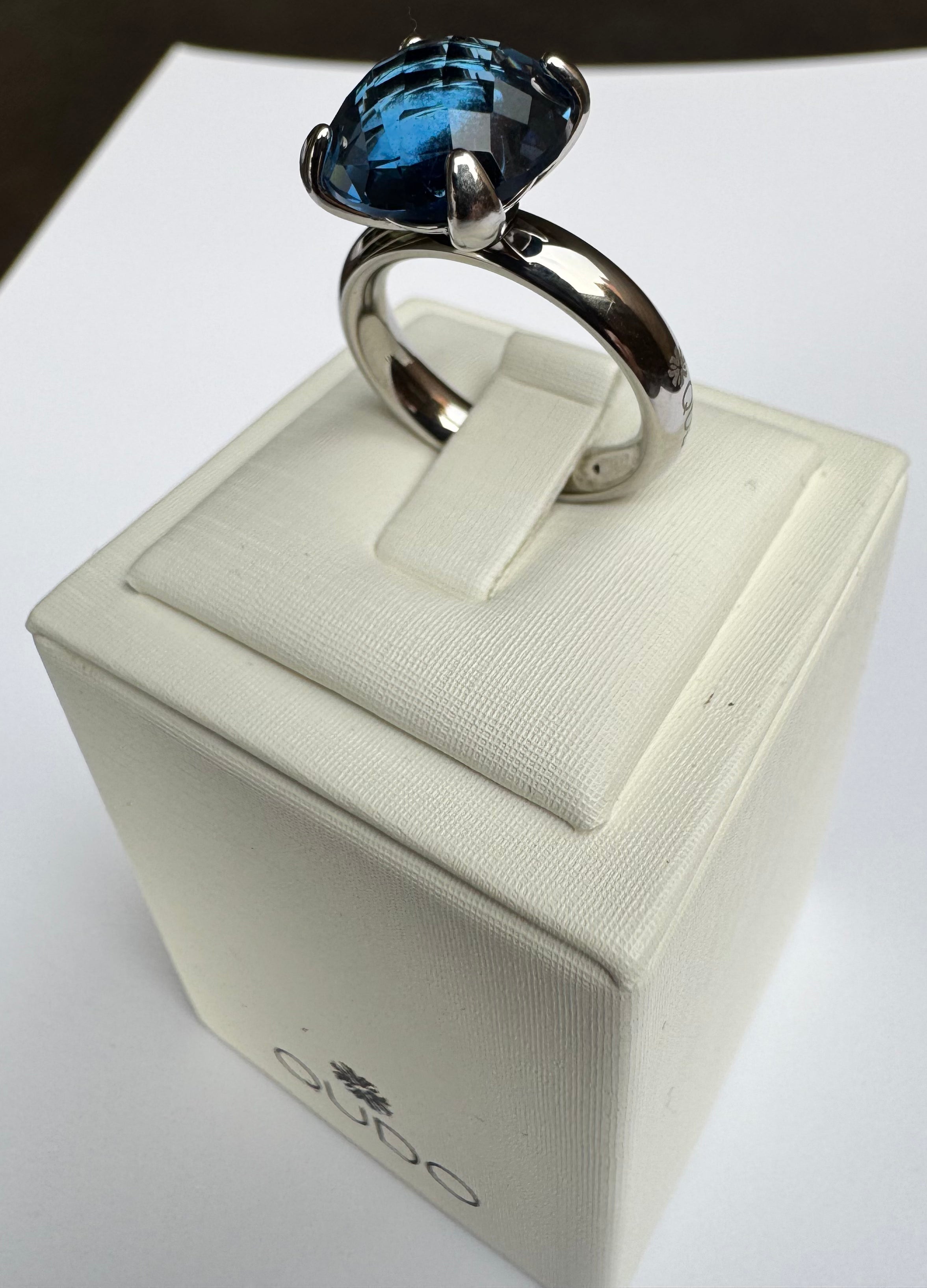 Argolla Basic Plata con cristal SEANO AZUL