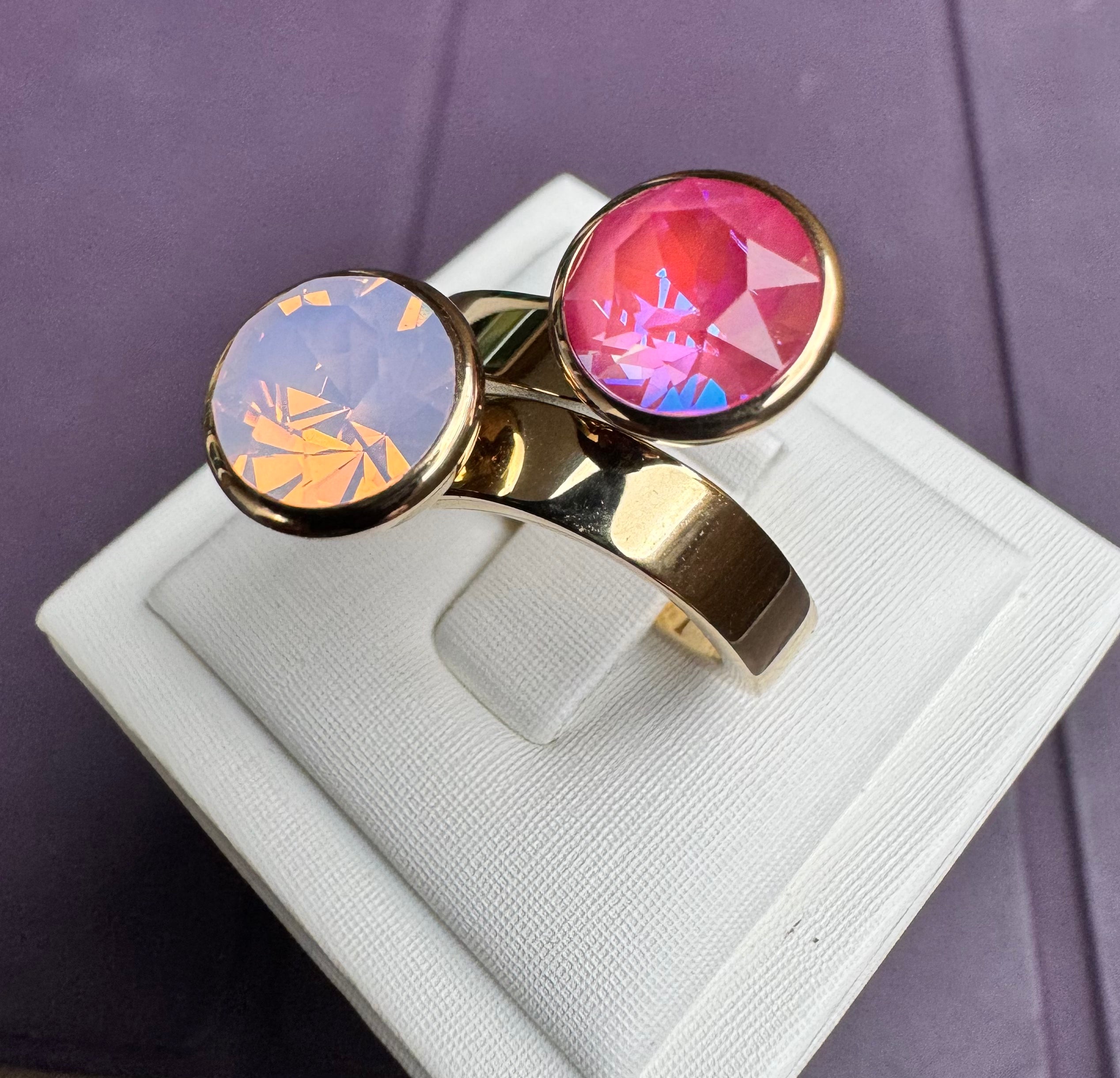 New !  Argolla DUE con cristal BOTTONE 10MM