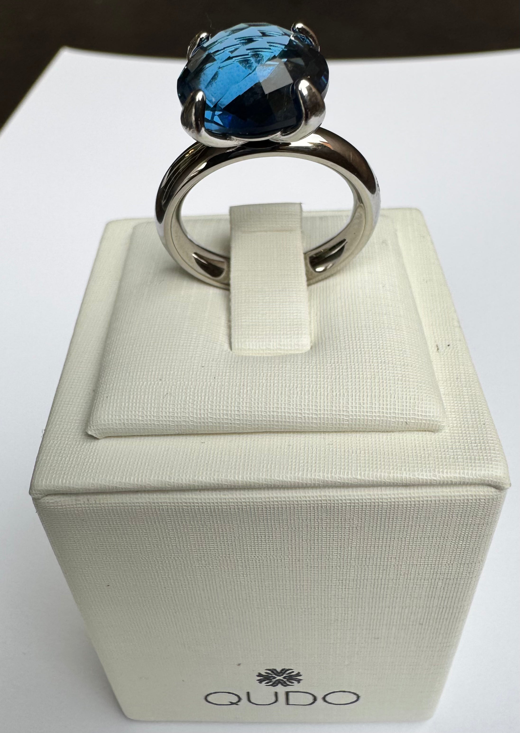 Argolla Basic Plata con cristal SEANO AZUL